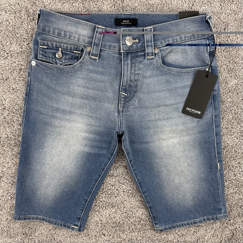 True Religion Rocco Jean Shorts Men 30 NWT Relaxed Skinny Flap Pocket MSRP: $119